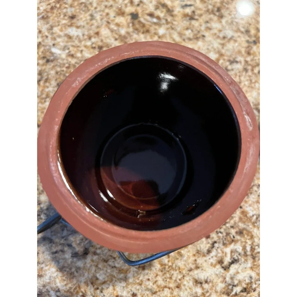 VTG Stoneware Brown Glazed Butter/Cheese Crock with Rubber Gasket & Bail Latch